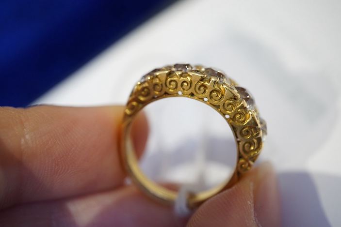 A five-stone diamond ring, circa 1900
